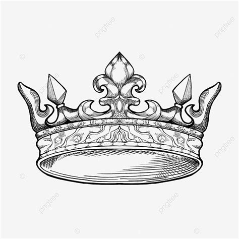 Crown Sketch PNG Image, Crown Sketch Line Draft Black And White, Crown, Sketch, Line Draft PNG ...