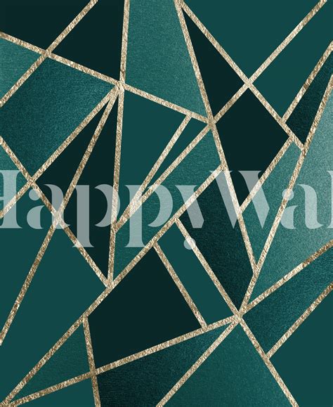 Teal and Gold Geometric Wallpaper – Happywall