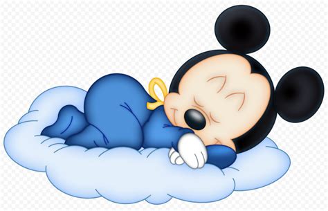 HD Baby Mickey Mouse Sleeping at Cloud PNG | Citypng