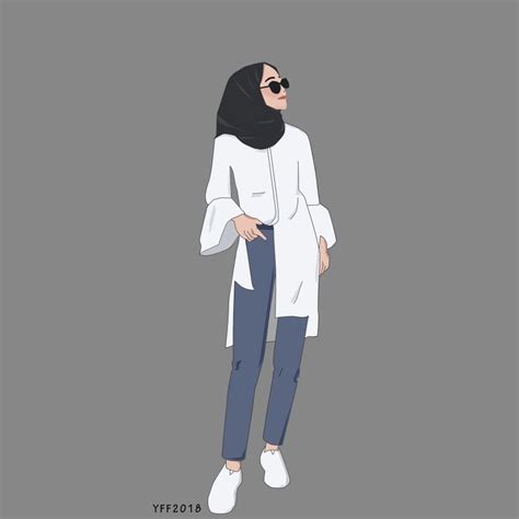 #outfitillustration #ootd #cuteillustration #yeefef #hijaboutfit | Gambar, Wanita, Ilustrasi