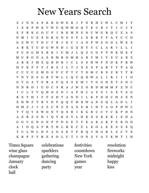 Happy New Year Word Search - WordMint