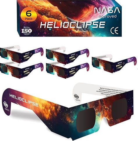 Amazon.com: Helioclipse [6 Pack] Solar Eclipse Glasses Nasa Approved 2024 - Iso Certified 12312 ...