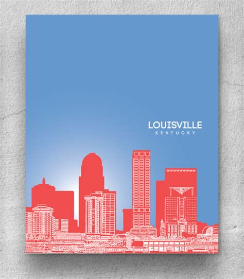 Skyline City Art / Louisville Kentucky Cityscape / Home Office - Etsy