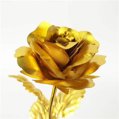 rose 1 pcs Golden rose 24 K gilded rose valentine Gold rose Artificial ...