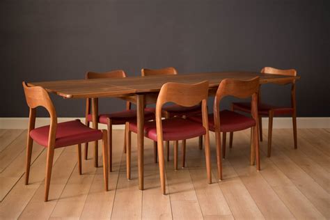 Vintage Danish Walnut Extendable Dining Table by Arne Hovmand-Olsen - Mid Century Maddist