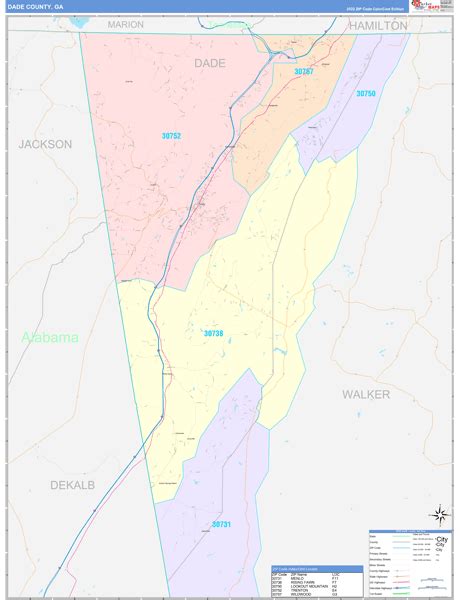 Dade County, GA Wall Map Color Cast Style by MarketMAPS - MapSales