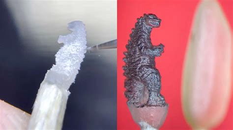 Talented Jeweller Carves Godzilla Into A Grain Of Rice - YouTube