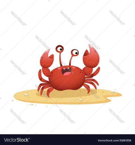 Cartoon crab crawling on sand Royalty Free Vector Image