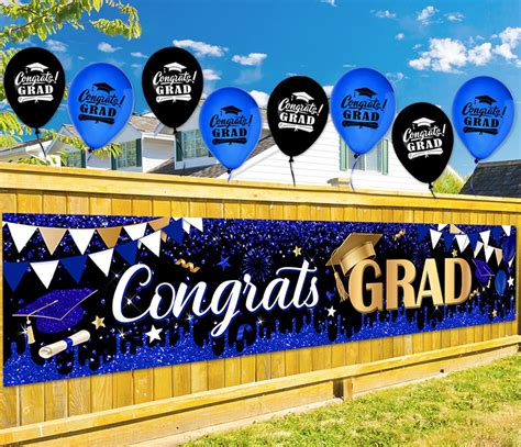 Buy 2023 Graduation Banner Decoration Set, Large Congrats Grad Banner with 8 Pieces Balloons ...