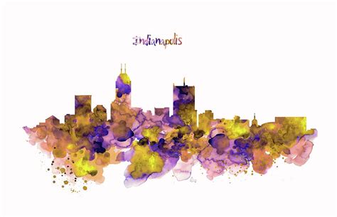 Indianapolis Skyline Silhouette Painting by Marian Voicu