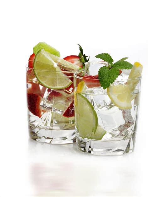 Fruit Drinks with Ice stock image. Image of leaf, clear - 28557005