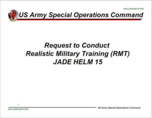 Military Training Exercise in Unconventional Warfare involves 7 States