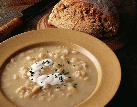 Cullen Skink Soup With Cream And Chopped Herbs Served With Soda Bread ...