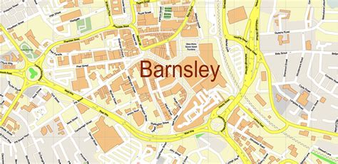 Barnsley UK Map Vector City Plan High Detailed Street Map editable ...