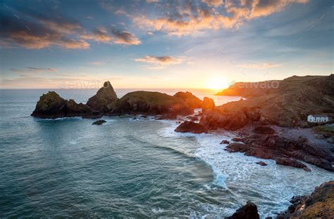 Sunset at Kynance Cove in Cornwall Stock Photo by flotsom | PhotoDune