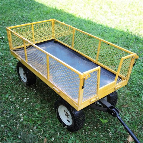 Yellow Metal Mesh Garden Cart Utility Wagon | EBTH