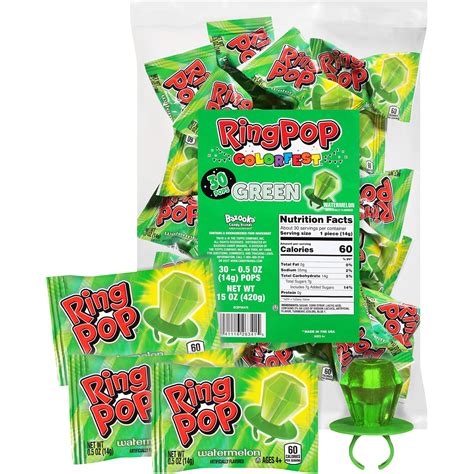 Buy Ring Pop Colorfest Individually Wrapped Green Watermelon 30 Count Bulk Lollipop Pack – Green ...