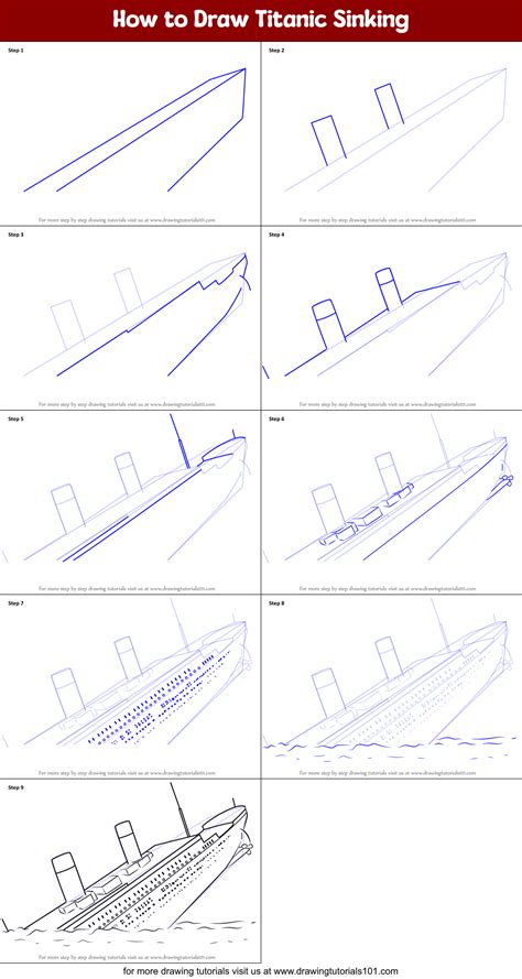 How to Draw Titanic Sinking (Boats and Ships) Step by Step | DrawingTutorials101.com