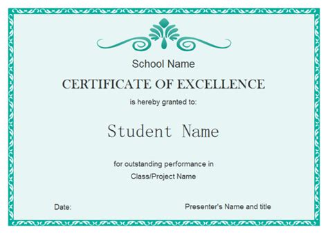 Free Student Excellence Certificate Templates