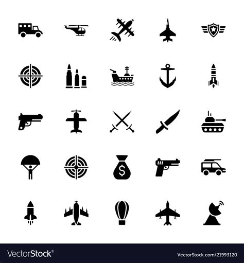 Military services icons Royalty Free Vector Image