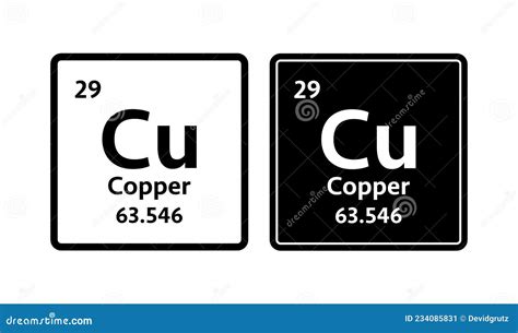 Copper Symbol. Chemical Element of the Periodic Table Stock Vector ...