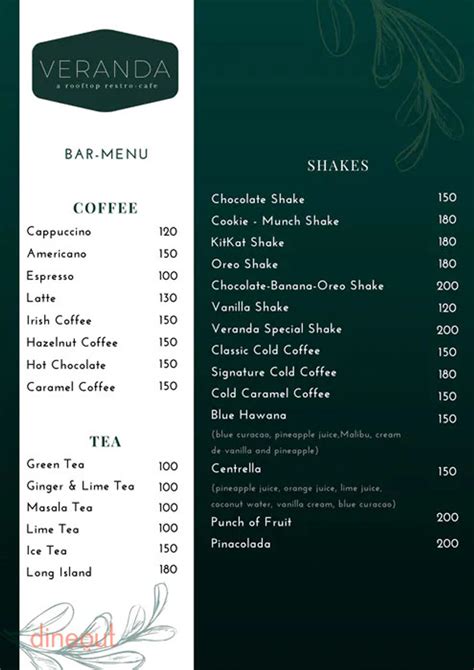 Menu of Veranda Rooftop Restro Cafe, Satellite, Ahmedabad | Dineout ...