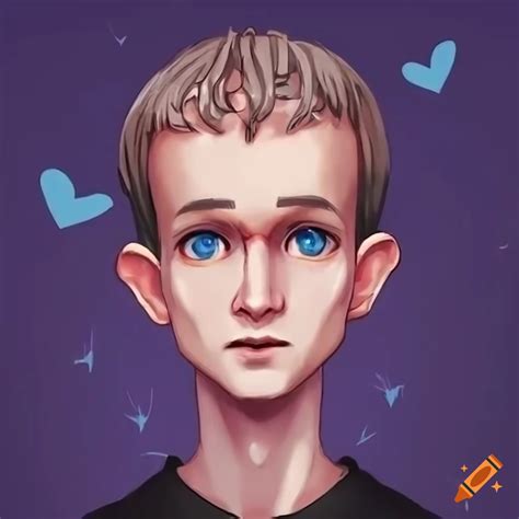 Anime style vitalik buterin with heart eyes on Craiyon