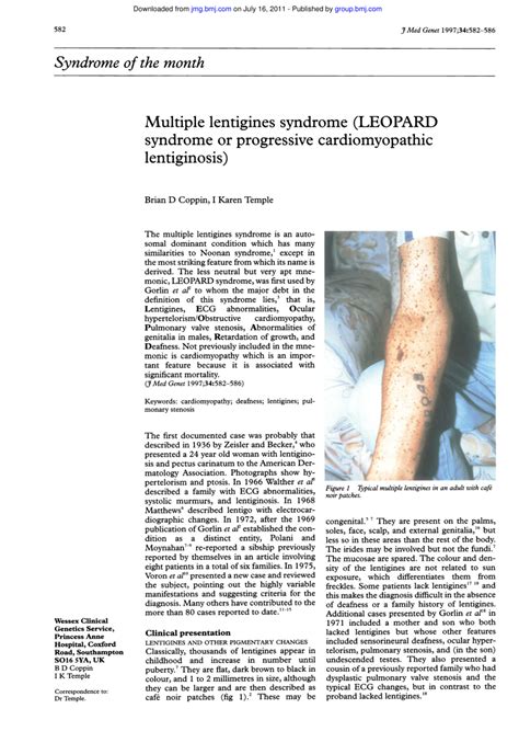 (PDF) Multiple lentigines syndrome (LEOPARD syndrome or progressive cardiomyopathic Lentiginosis)