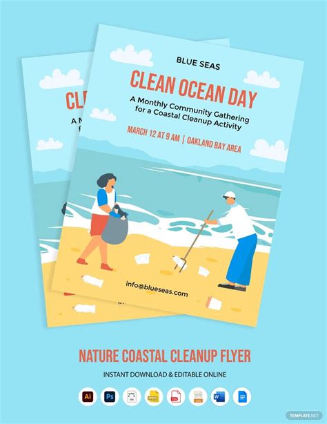 Free Nature Coastal Cleanup Flyer - Download in Word, Google Docs, Illustrator, PSD, EPS, SVG ...