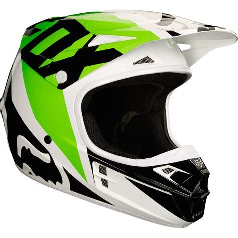 Fox Racing V-1 Race Helmet 2018 White/Green | Motocross helmets, Dirt bike gear, Motocross