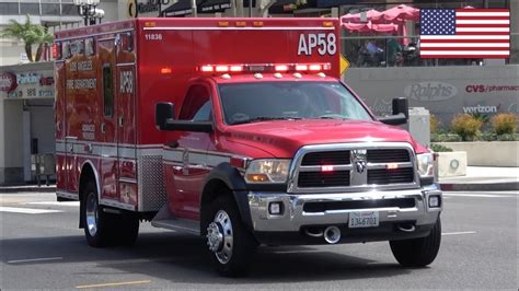 New LAFD Advanced Provider 58's ambulance responding with siren and ...