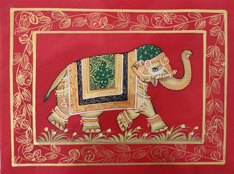 Rajasthani Miniature Painting - Handmade Elephant Painting On Silk ...