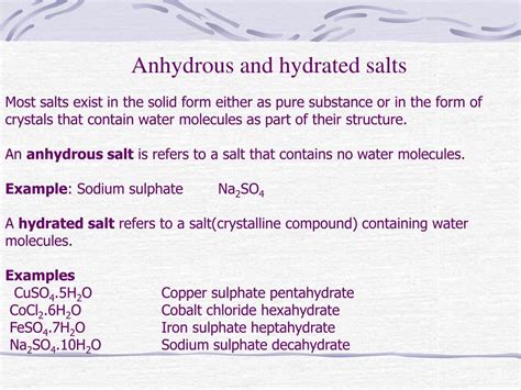 PPT - Anhydrous and hydrated salts PowerPoint Presentation, free ...