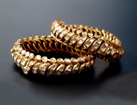 Bid & Hammer > Historic Diamond Gold Bangles (Churi) Pair