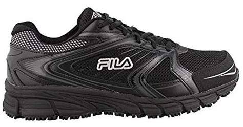 Fila Synthetic Memory Reckoning 7 Work Slip Resistant Steel Toe Running Shoe in Black, Black ...