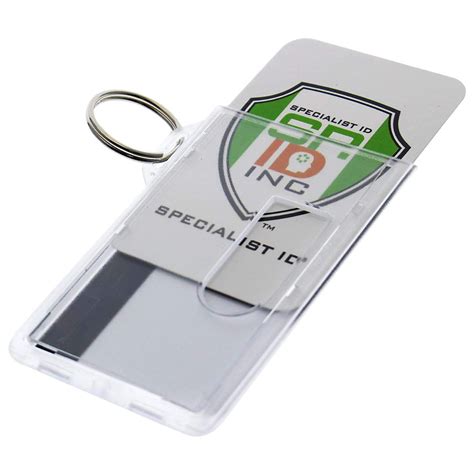 50 Pack - Heavy Duty Fuel Card/ID Badge Holders with Keyring - Holds Two Cards - Clear Rigid ...