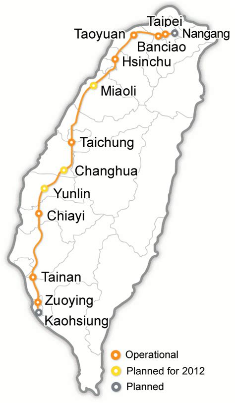 Map of Taiwan (Map Taiwan High Speed Rail) : Worldofmaps.net - online Maps and Travel Information