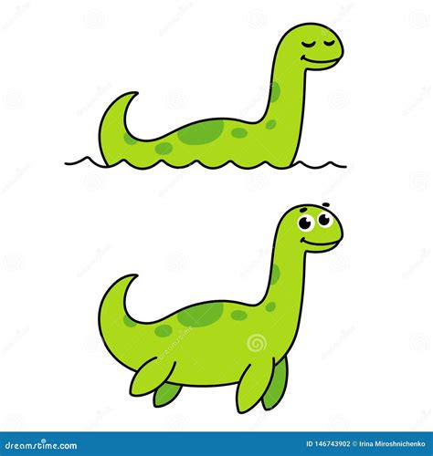 Cute Cartoon Loch Ness Monster Stock Vector - Illustration of cartoon ...