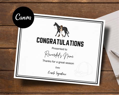 Editable Equestrian Award Certificates CANVA Template - Etsy | Award template, Award ...