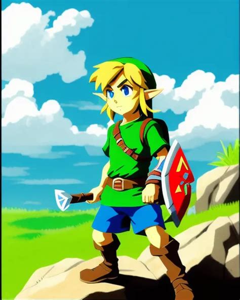 Link, from the Legend of Zelda in the style of Ha - starryai
