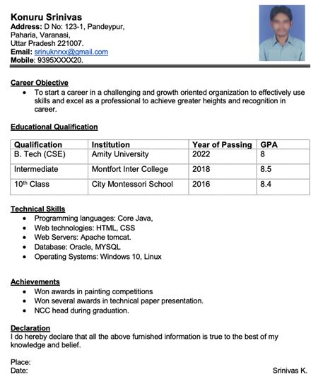 Simple Resume Formats for Freshers in Word [Free Download]