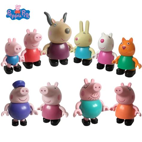 Original Peppa Pig Assembling Building Blocks Toys Peppa George Pig Family Friends Action ...