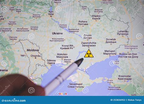 Zaporizhzhia Nuclear Power Plant on Map. the Danger of Nuclear Leak and Radiation. War in ...