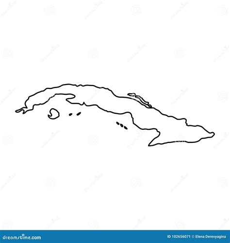 Cuba Map of Black Contour Curves Vector Illustration Stock Vector ...