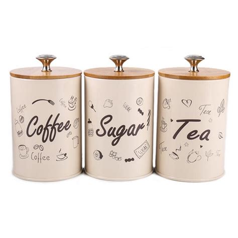 3PCS Retro Tea Coffee Sugar Kitchen Storage Container Canisters Jars ...