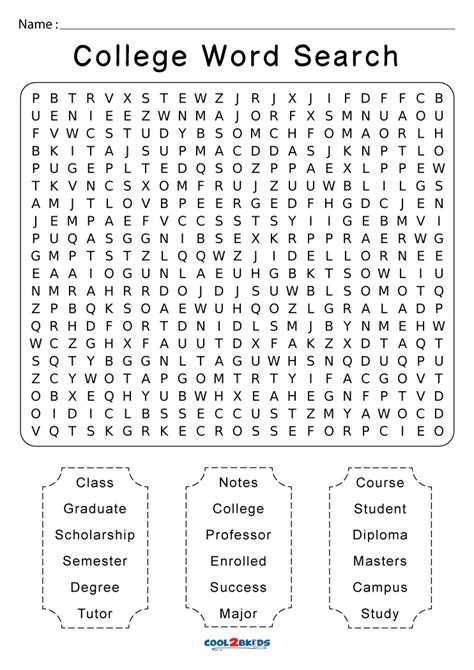 Printable College Word Search