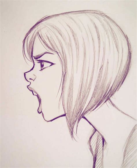 Female face side view Drawing Reference and Sketches for Artists