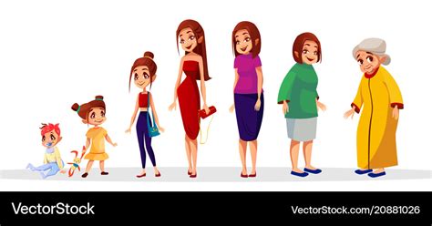 Woman age stages cartoon Royalty Free Vector Image