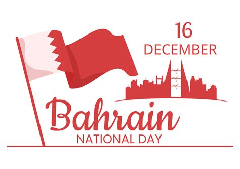 Bahrain National Day or Independence Template Hand Drawn Cartoon Flat ...