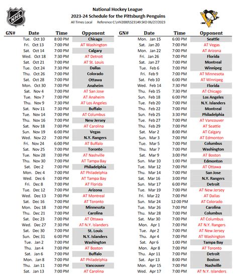 Pittsburgh Penguins Schedule 2024 Printable - Amye Madlen